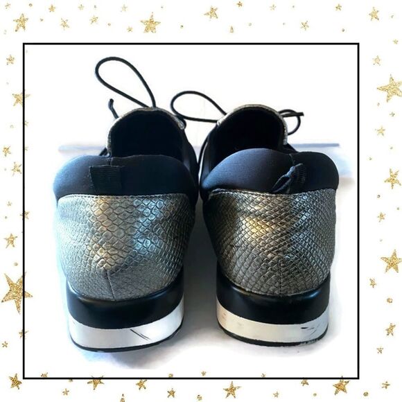 Bellini Bronze Silver Snakeskin Tie Sneakers 7.5 - Picture 4 of 5